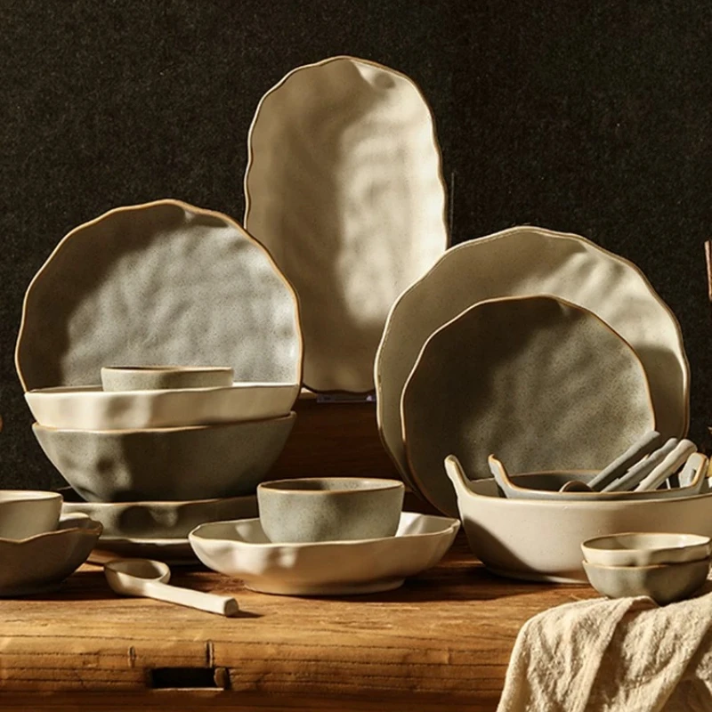 Modern Unique Dinner Set Plates Friendly Aesthetic Elegant Luxury Dinner Set Ceramic Kitchen Italian Bajilla Ceramica Dinnerware