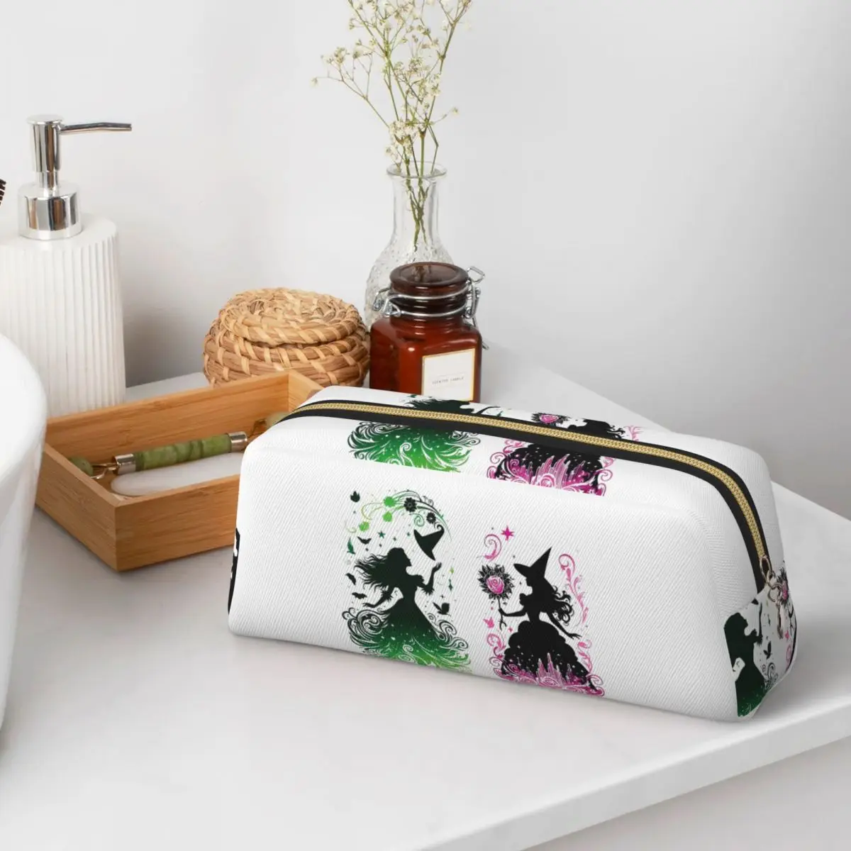 Elphaba And Glinda Wicked The Musical Pencil Cases for Student School Pen Box Pencil Bag Pencil Pouch Storage Stationery Supplie