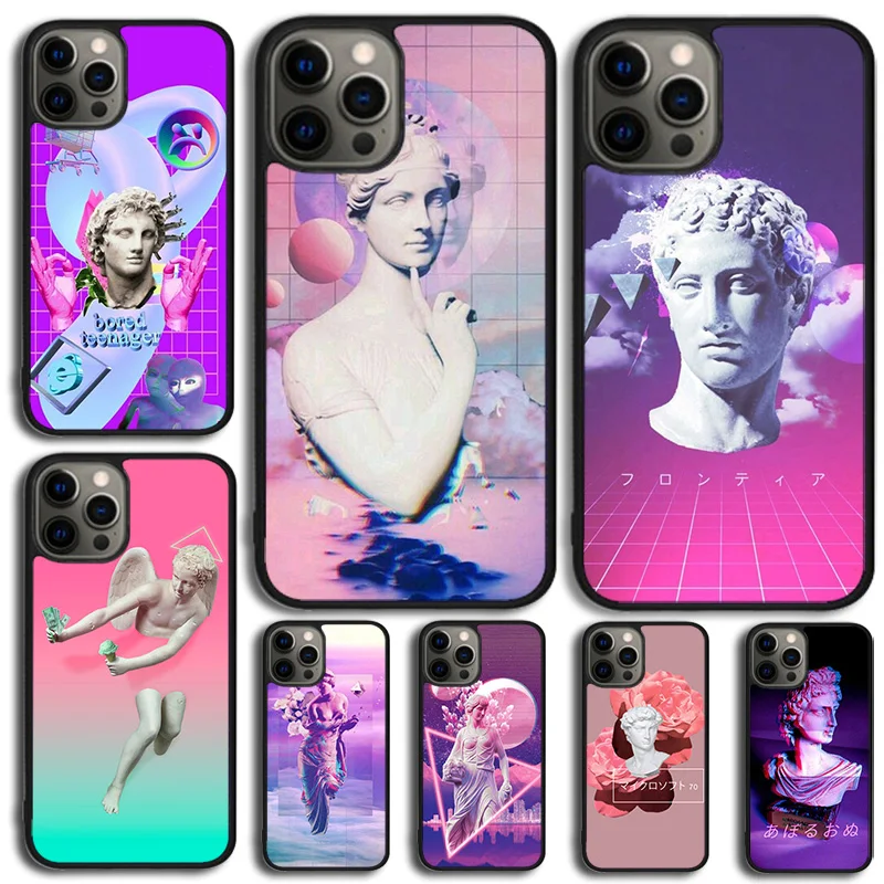 Vaporwave Greek Sculpture Phone Case For Samsung Galaxy S10 S22 S23 S24 Note 10 20 Lite S20 Plus S21 Ultra Back Cover