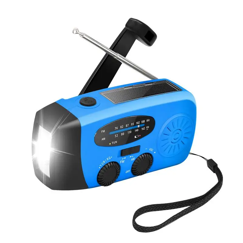 

2000mAh Hand Crank Solar Radio Survival SOS Alarm Handheld Weather Radio With LED Flashlight Outdoor Emergency AM/FM