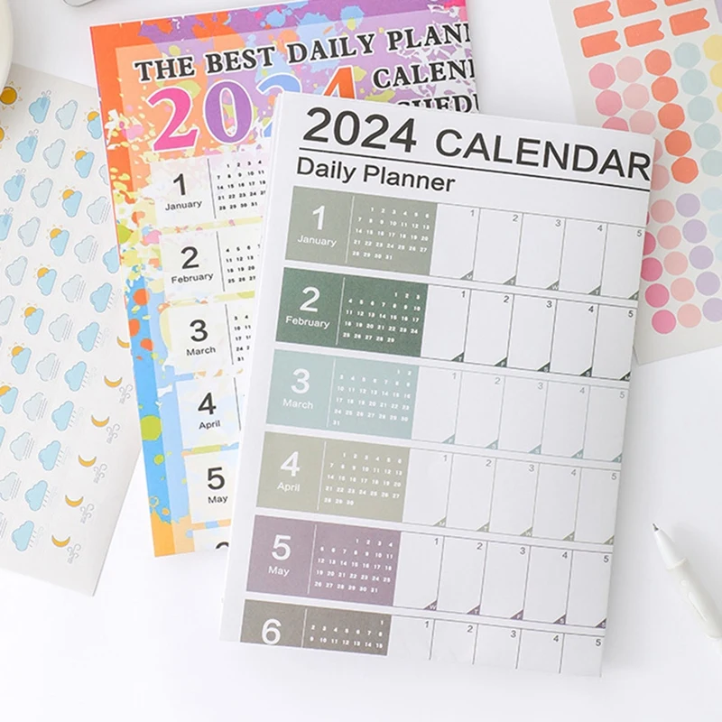 학교 홈 오피스용 접이식 달력 2024, 365 일 포스터, 29.2X20.7 인치, 3 개