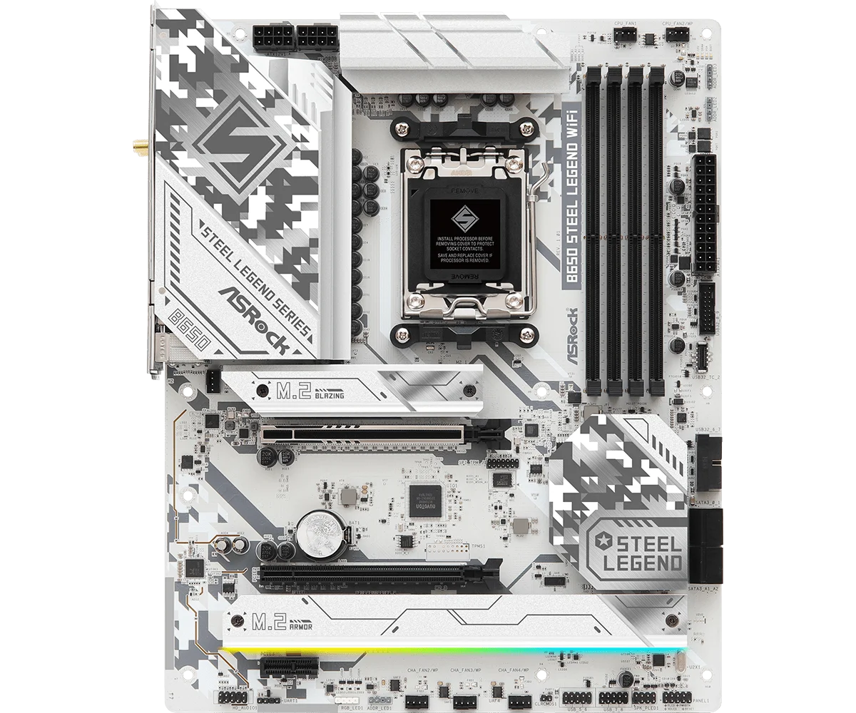 ASROCK B650 Steel Legend WiFi Socket AM5 AMD B650 ATX M.2 support Ryzen 7 8700F Ryzen 9 7900 Ryzen 5 7500 Ryzen 5 9600