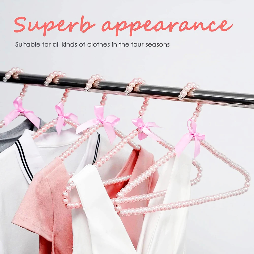 1/2pcs Pearl Beaded Clothes Hangers,Elegant Wedding Clothes Dress Pants Hanger,Closet Coat Storage Organizer Standard Hangers