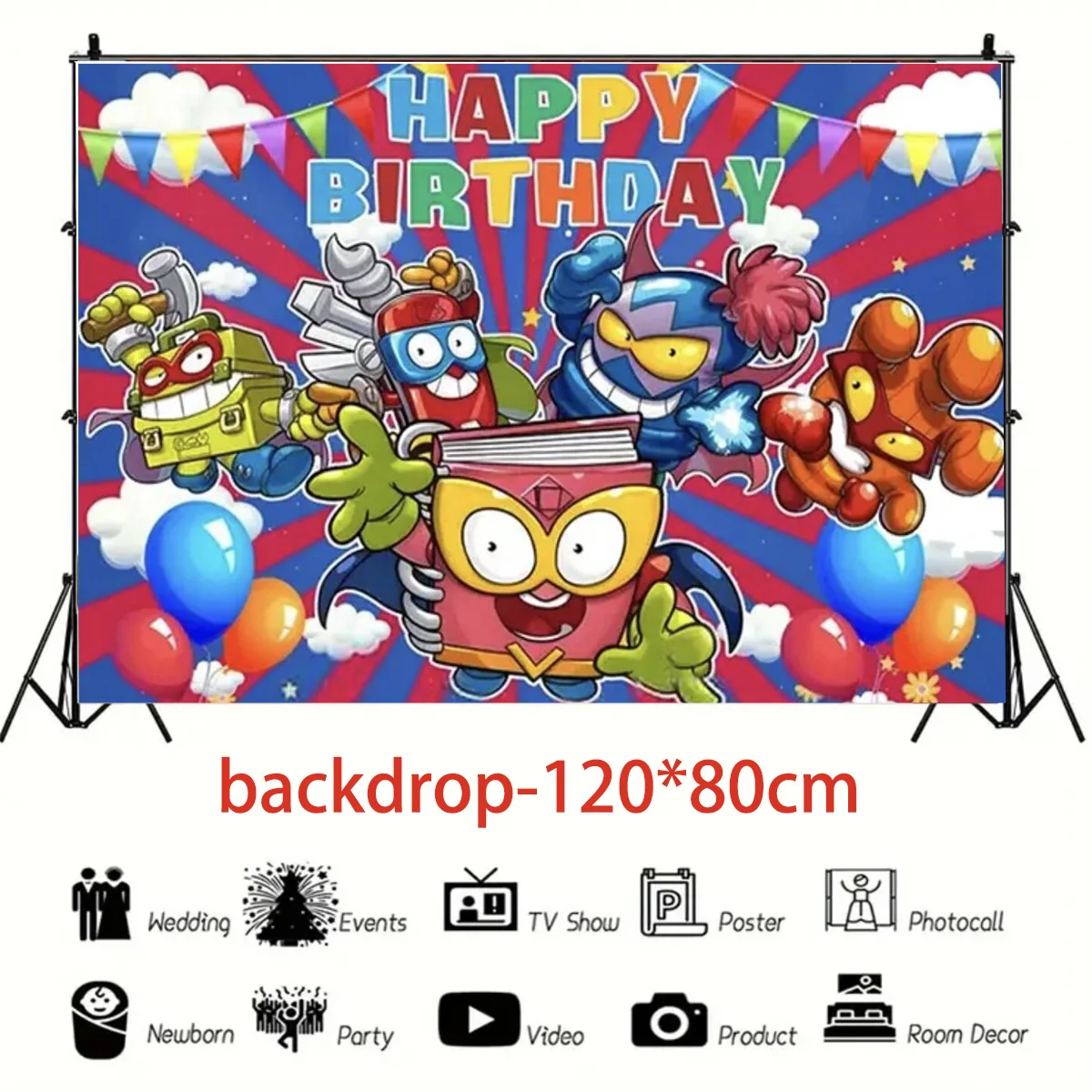 Superthings Theme  Birthday Party Supplies Decor Super-zings Balloon Banner Backdrop Cake Supplies Banner Kids Baby Shower Gifts - view 6