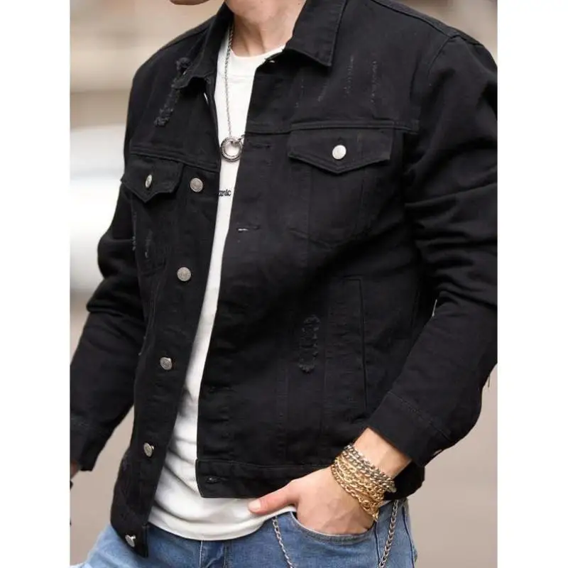 

Casual Men's Original Color Jaet with Front Button Design And kets ort Sle V-Ne Sve Length Seven Inches