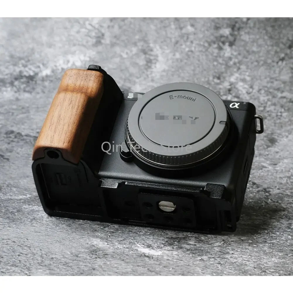 ไม้มะเกลือเบิร์ชวอลนัทมือจับปล่อยเร็วแผ่นยึดรูปตัวแอลสำหรับ Sony ZV-E10 II M2อุปกรณ์ถ่ายภาพที่จับกล้องถ่ายรูป