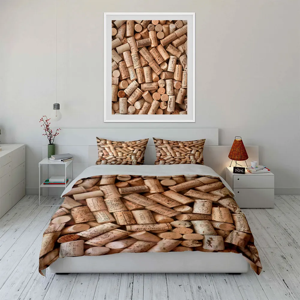 A pile of wine corks clustered Print Soft Comfortable Duvet Cover Bedding Set Included 1*Duvet Cover  2*Pillowcases Luxury Gift