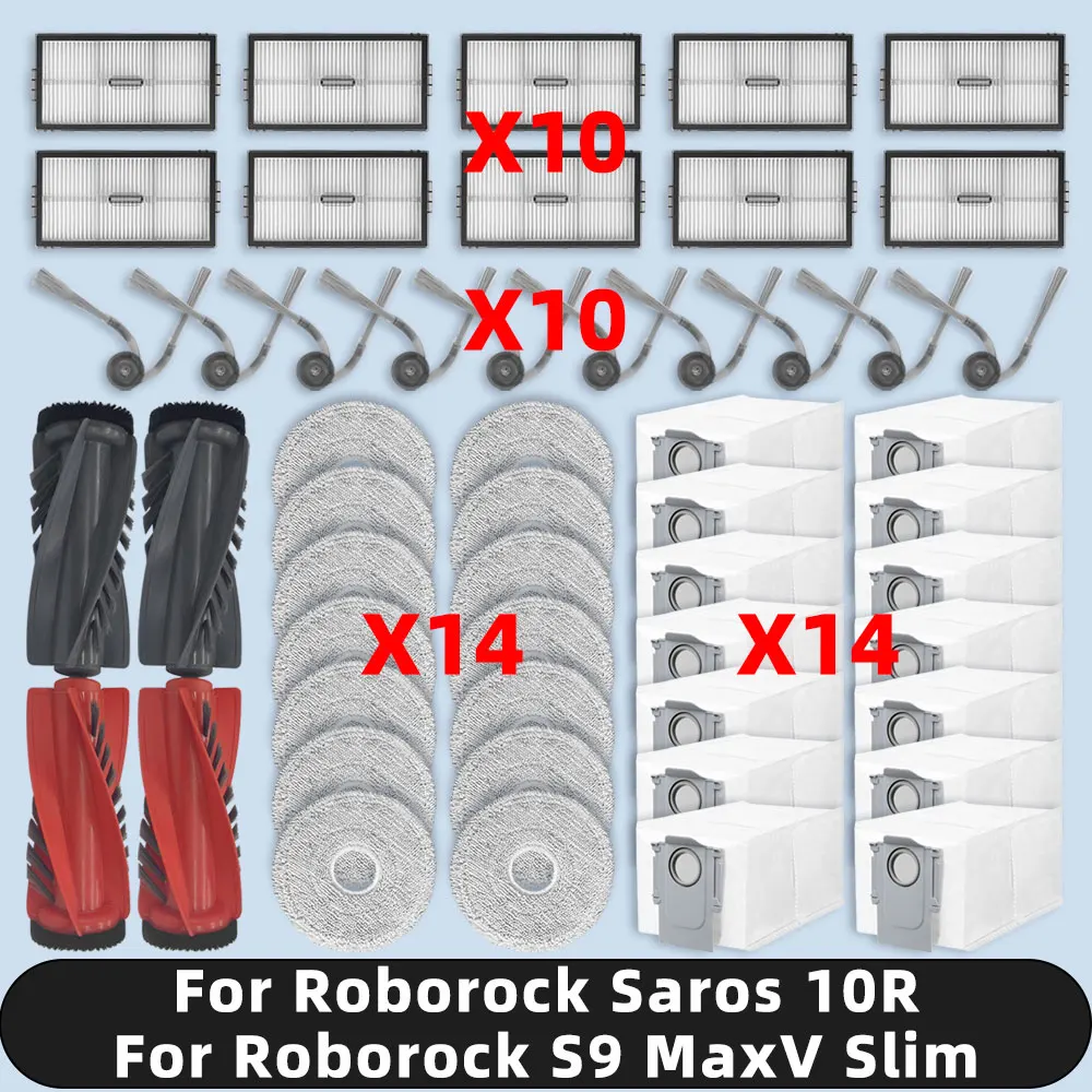 Compatible For ( Roborock Saros 10R / S9 MaxV Slim ) Spare Parts Main Side Brush Filter Mop Dust Bag Accessories Consumables