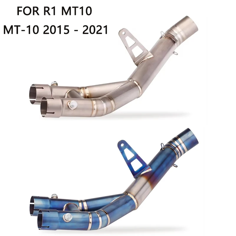 

Titanium Motorcycle Escape Exhaust Middle Link Pipe Fits 60mm Muffler For R1 MT10 Mt-10 2015 - 2021