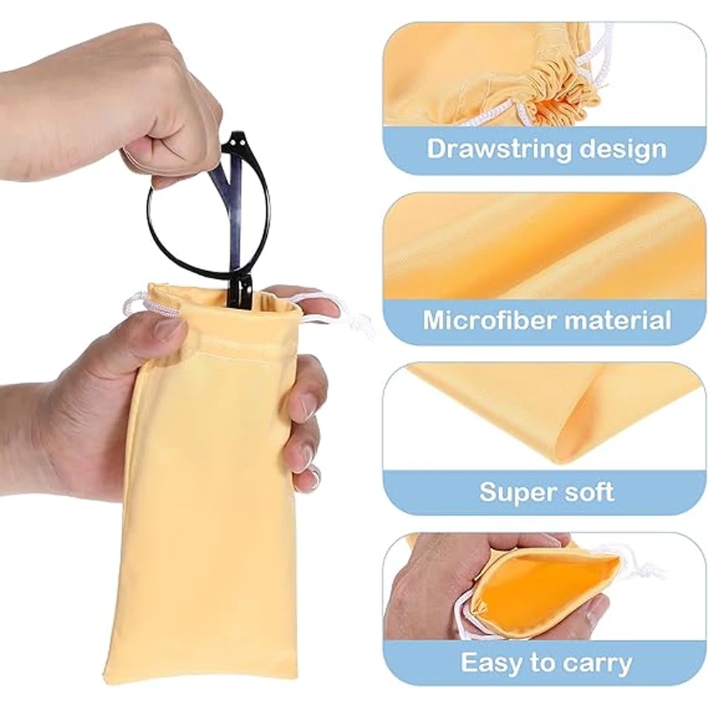 100Pcs Custom Logo Sunglasses Drawstring Pouch 4x7Inch Soft Eyeglass Cases Flannel Travel Glasses Jewelry Lipstick Storage Bags