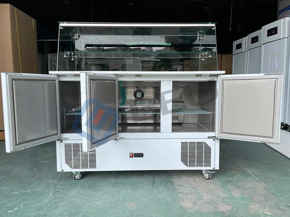 Single-Temperature Stainless Steel Under Counter Pizza Prep Table Cooler Salad Bar Sandwich Display Refrigerator Salad Display