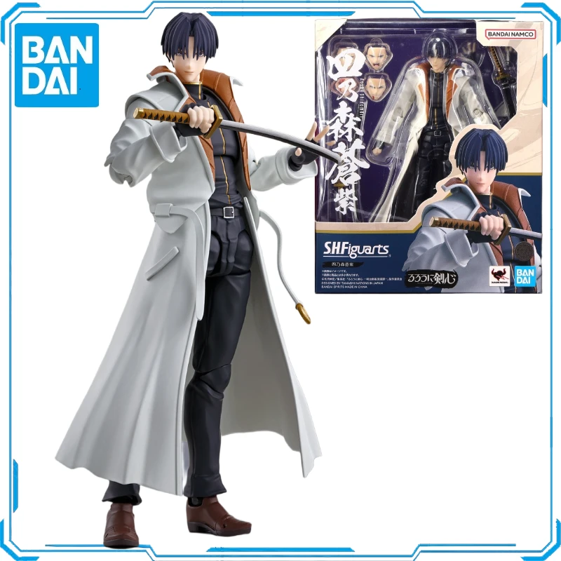 In Stock Original Bandai SHF Rurouni Kenshin Series Shinomori aoshi Action Figures Toys Model Genuine Collector Anime Hobby