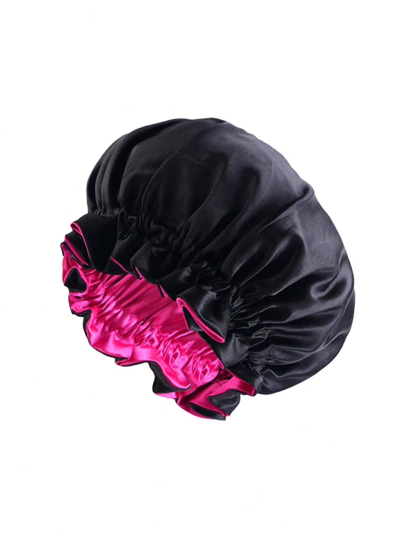 1 Stück Zweifarbige Satin-Schlafmütze Seiden-Bonnet zum Schlafen Satin-Bonnets Doppellagige Wendbare Haarkappe für Frauen mit Langen Lockigen Zöpfen – Detail 7