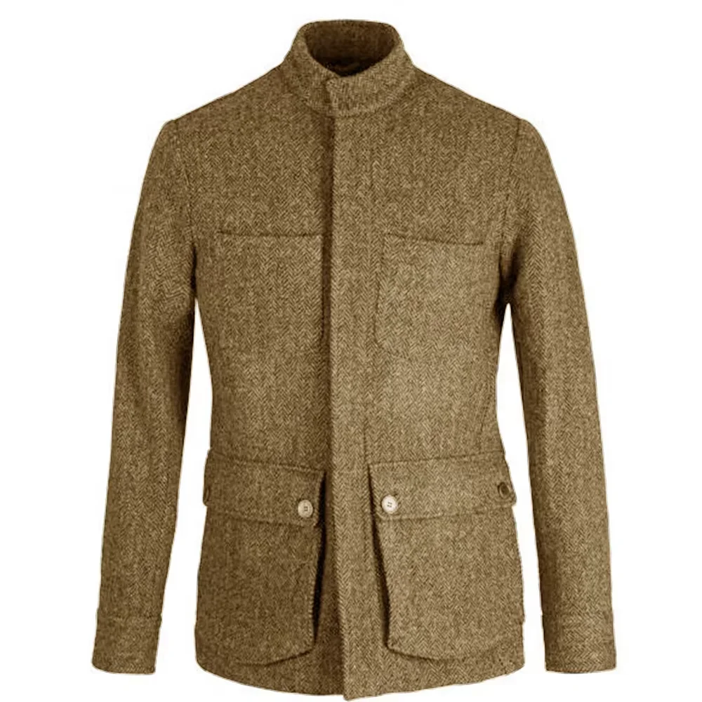 

Men's Herringbone Jacket 4 Pockets Single Breasted Slim Fit Comfortable Business Blazer Elegant Formal Male Customized Outerwear