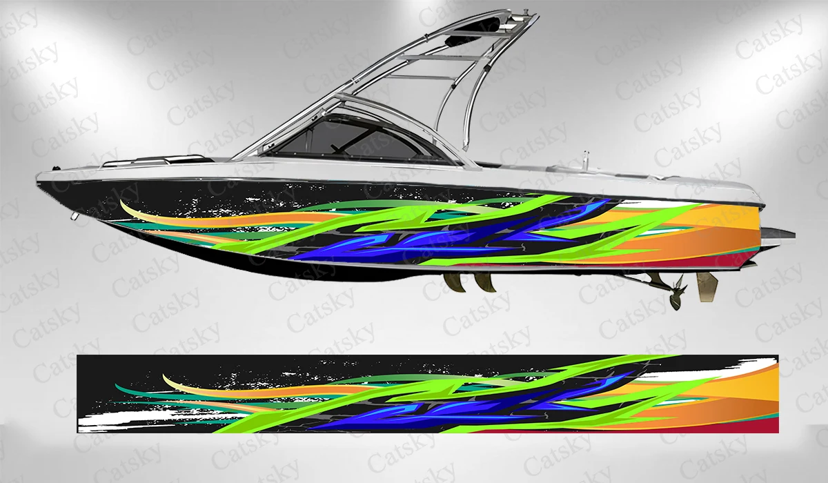 

Colorful arc stripes vector abstract graphics Boat sticker vinyl boat pontoon deck boat fishing decorative pontoon boats decal