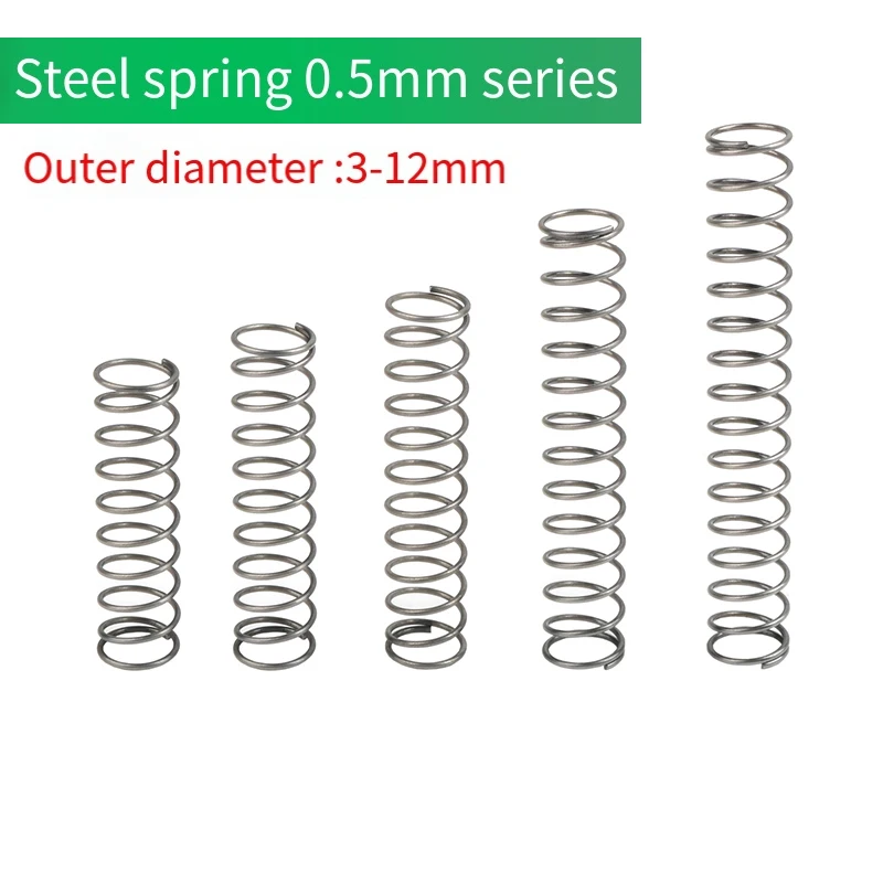 

Wire Dia 0.5mm Length 5-100mm Long Compression Spring Steel Y Type Compressed Release Pressure Return Spring OD 3-12mm