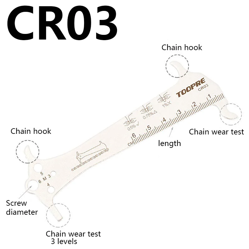 6 in 1bicycle Chain Measurer Wear Screw measurement Chain hook Stainless steel caliper Measuring instrument repair tool