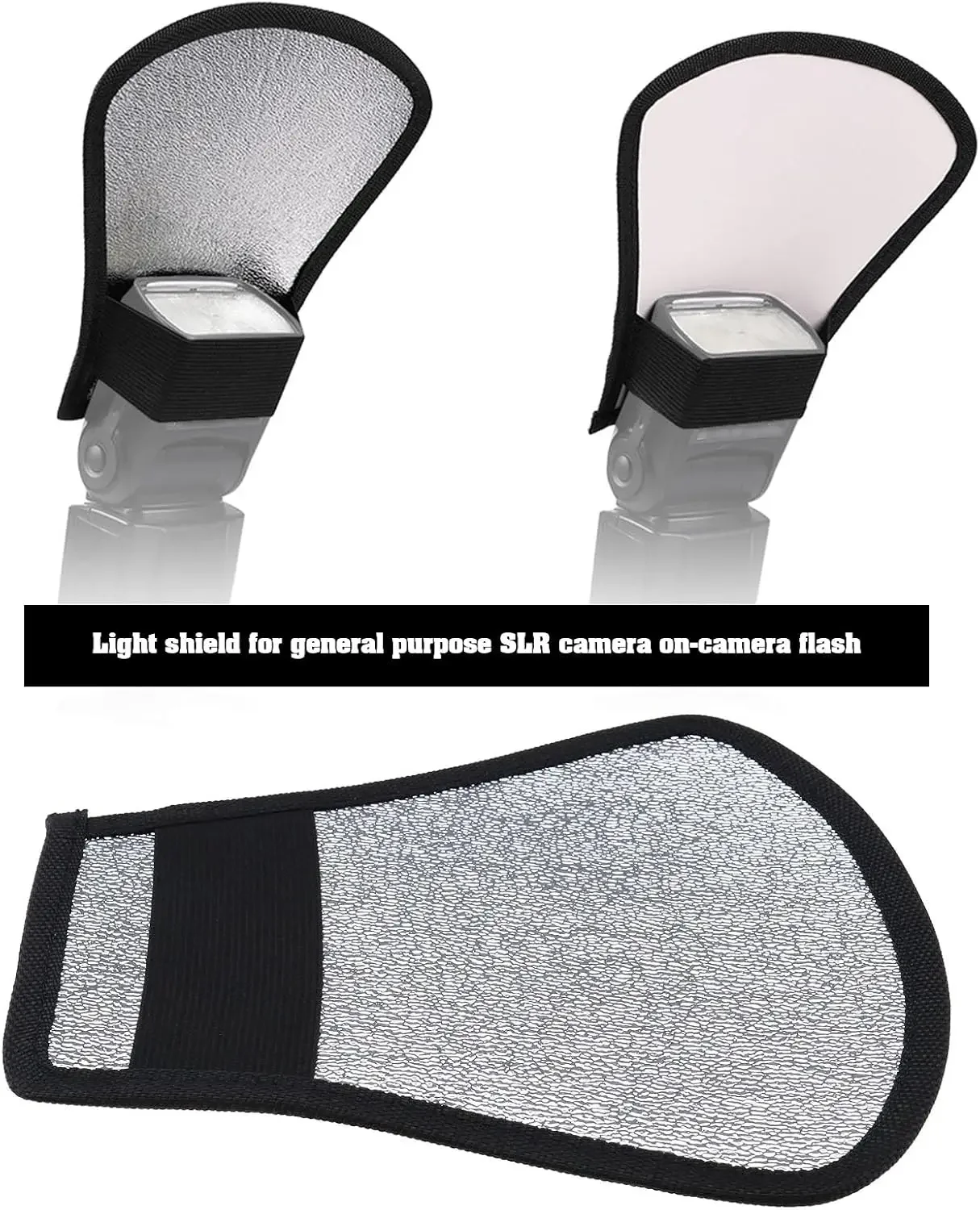 

2-in-1 Silver/White Camera Flash Diffuser Softbox Photo Flash Light Reflector For Canon Nikon Sony Cameras Size 11*18*20cm
