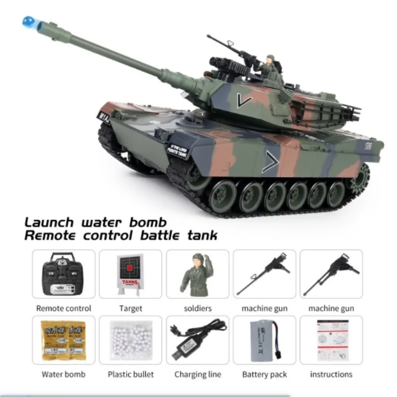 クールなもののおもちゃのタンク面白いギフト-1:18 シミュレーション M1A2 rc タンクモデル、水爆弾を発射できるおならスプレー rc カー、男の子用のおもちゃ、タンクのおもちゃ