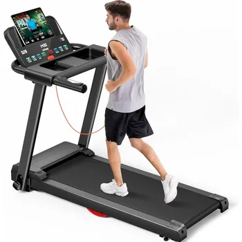 Treadmills for Home, 3.0HP Quiet Brushless Folding Treadmill with Heart Rate Sensor, Silicone Damping System Freight free