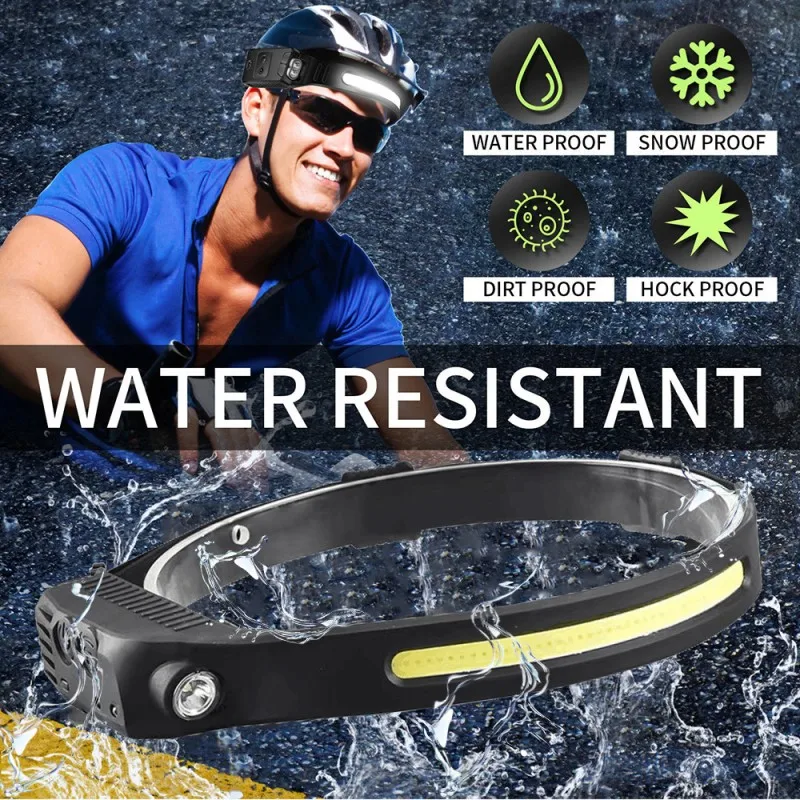 Linterna Frontal de Inducción para Viajes, Pulsera Portátil, Acampar, Faro de Sensor, Recargable, Resistente al Agua
