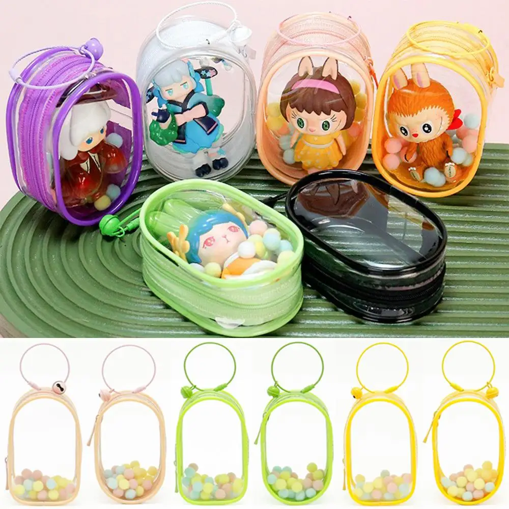 Transparent Mystery Box Storage Bag Keychain Jewelry Organizer Box Pouch Colored Thickened Doll Display Out Bag Keychain Wallet