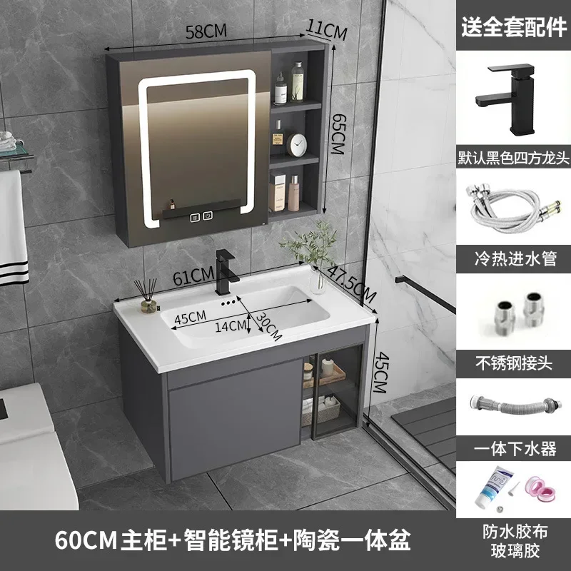 Modern Bathroom Cabinets With Smart Mirror Slate Ceramic Washbasin Bathroom Vanity Sink Cabinet Bathroom Furniture