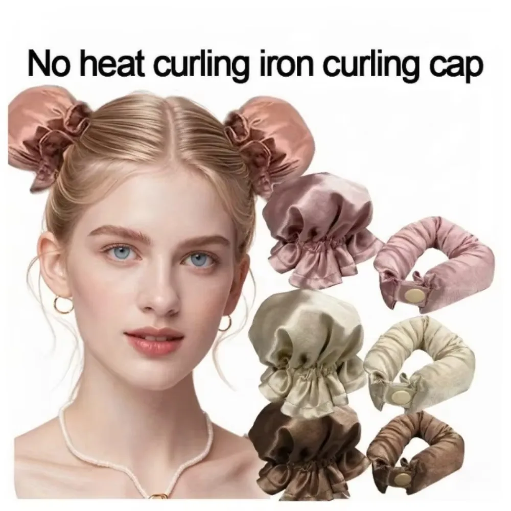 3set DIY Hairstyling Tools Satin Heatless Curling Rod with Hair Caps, Soft Overnight Curling Rod Headband for Long Hair 2