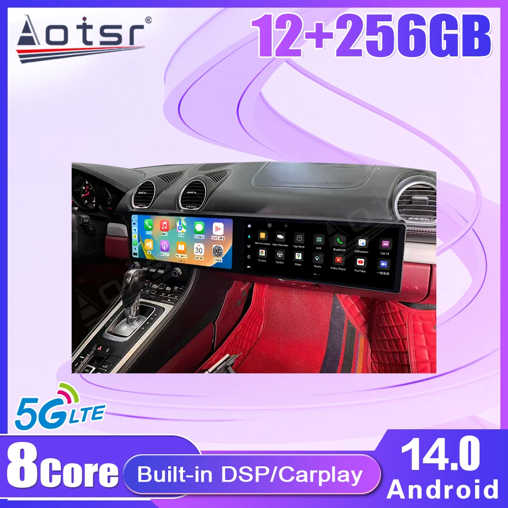 جديد مزدوج 12.3 "أندرويد السيارات لبورشه 718/بوكستر 2016-2023 ترقية راديو السيارة ستيريو Carplay نظام تحديد المواقع HD شاشة الملاحة جهاز #1