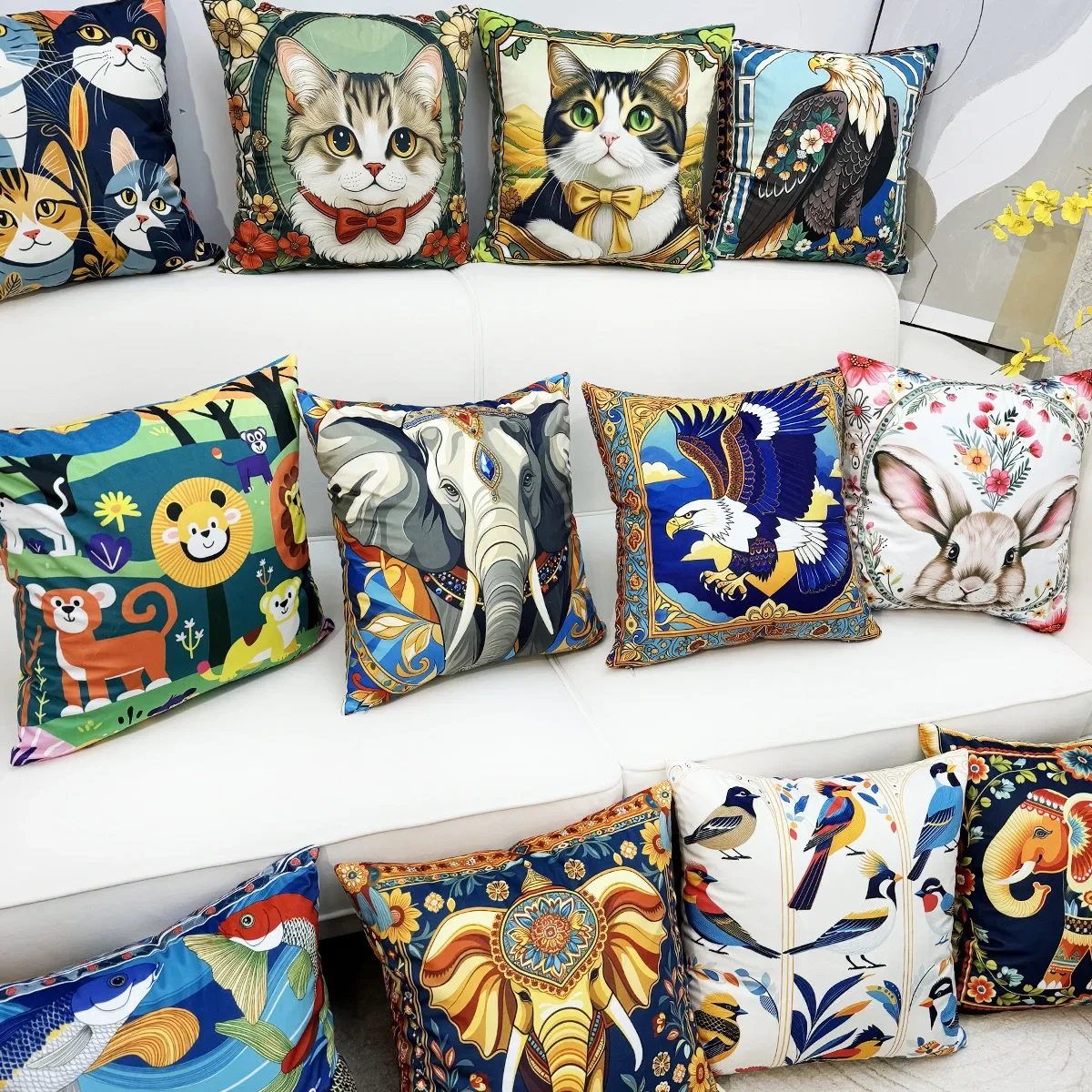 Luxury Simple Animal & Flora Sleeping Pillow Case Light Sofa Cushion Bedside Back Pillow for Home Hotel Bedroom Decor