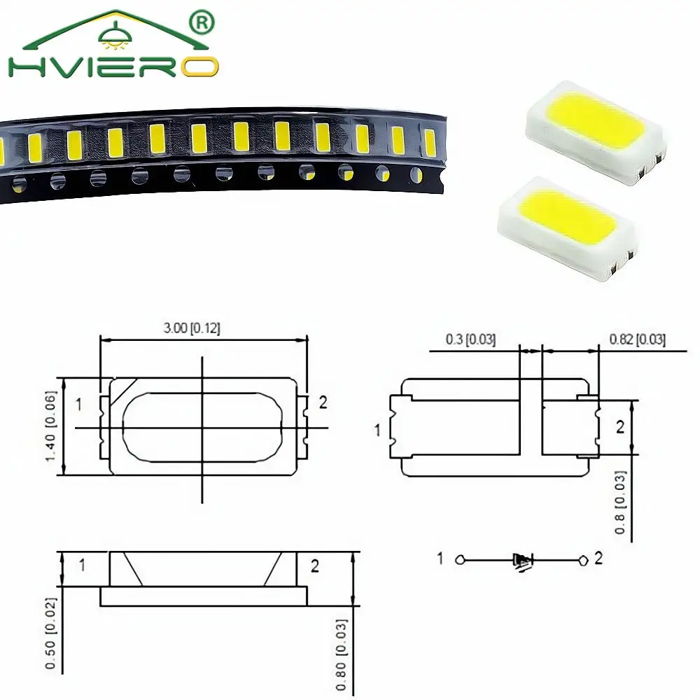 1000Pcs SMD SMT LED Chips 3014 White Red Green Blue Yellow Light Beads 10-12LM Lamp 6000-6500K 1.8~3.4V 20MA Emitting Diode Led