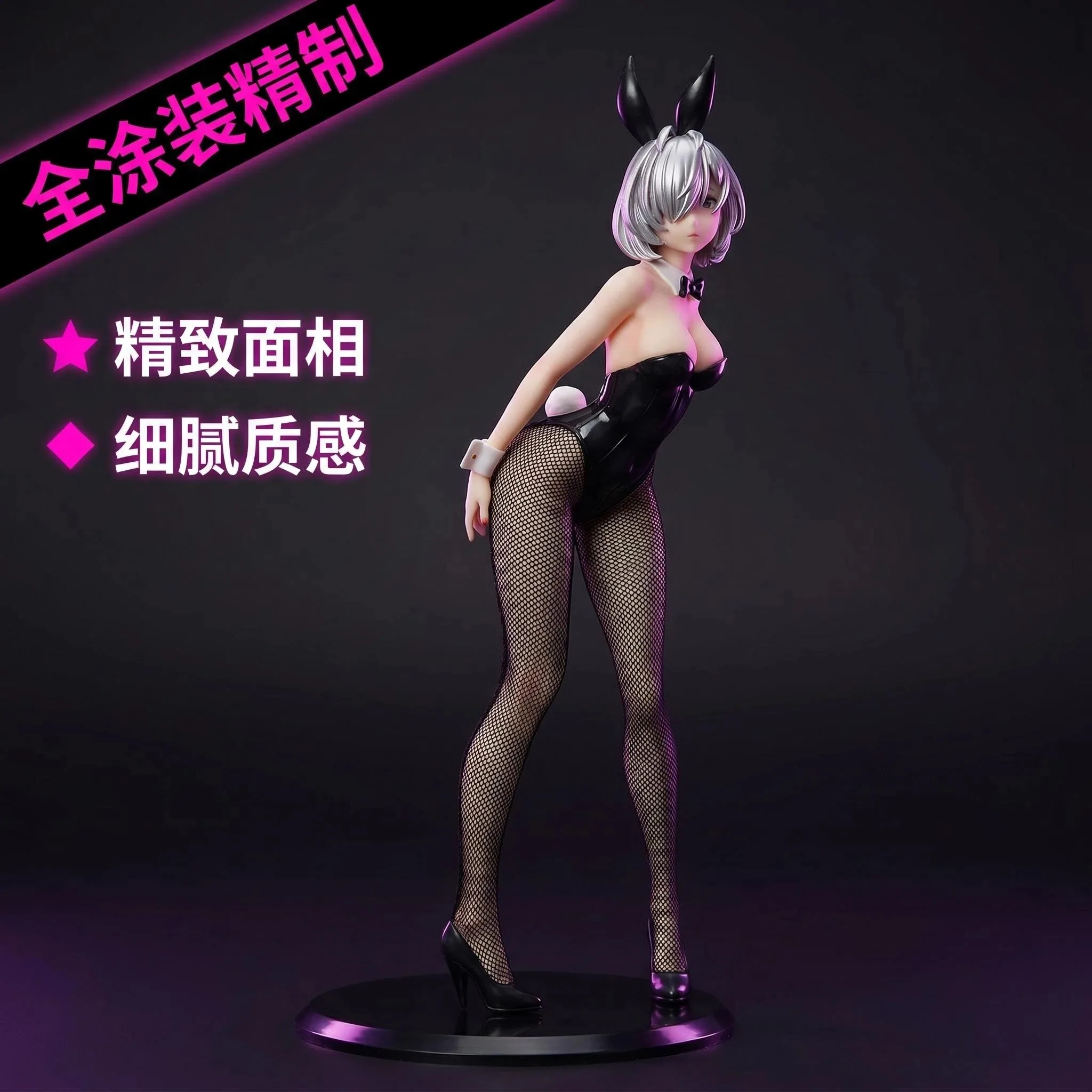 Figura original de Sashou Mihiro, chica conejita de anime, versión con medias de seda real, estatua hecha a mano, modelo decorativo.