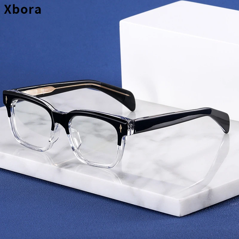 

Xbora Acetate Men Women The Blu-Ray Computer Goggles Round Transparent Eyeglass Frame Blue Blocking Glasses 2024 New 82194