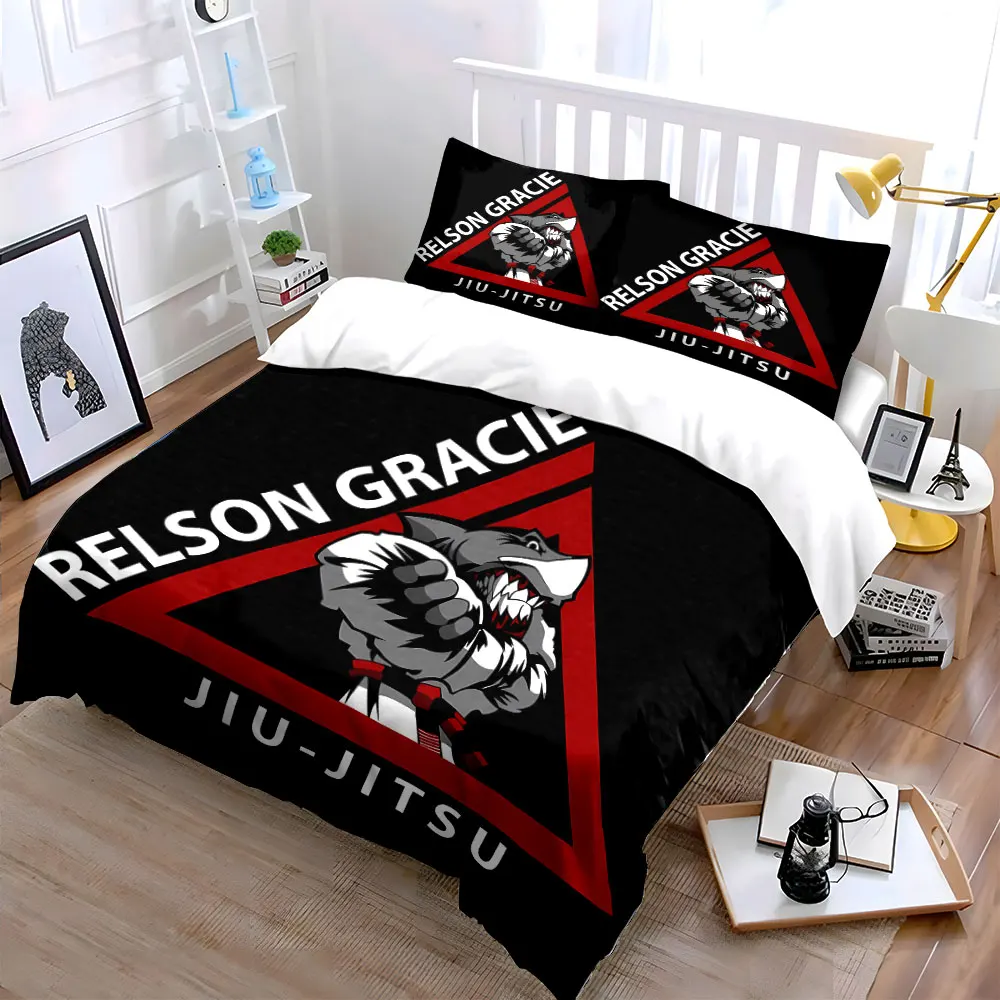 Jiu-Jitsu Shark Logo Set Soft Skin-Friendly Bedding Set Includes 1 Duvet Cover And 2 Pillowcase, Gift