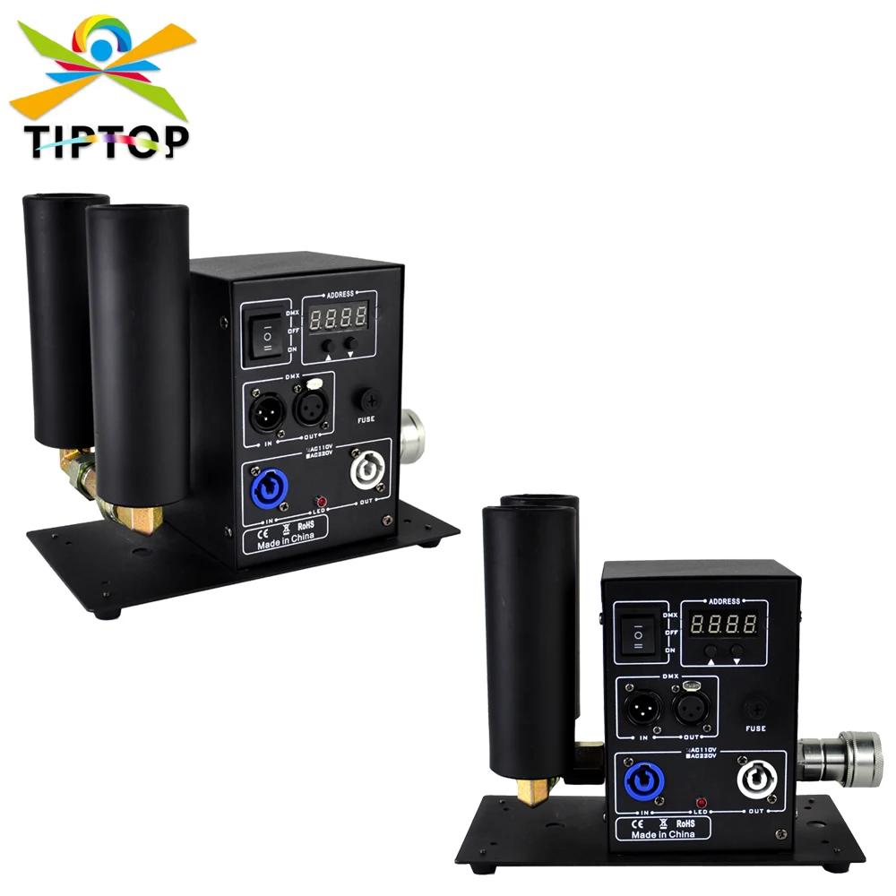 TIPTOP NEW Digital Co2 Jet Machine Double Nozzle Switchable Design Dual Co2 Gas Jet 6-8 Meter Jet Height DMX512 Manual Control
