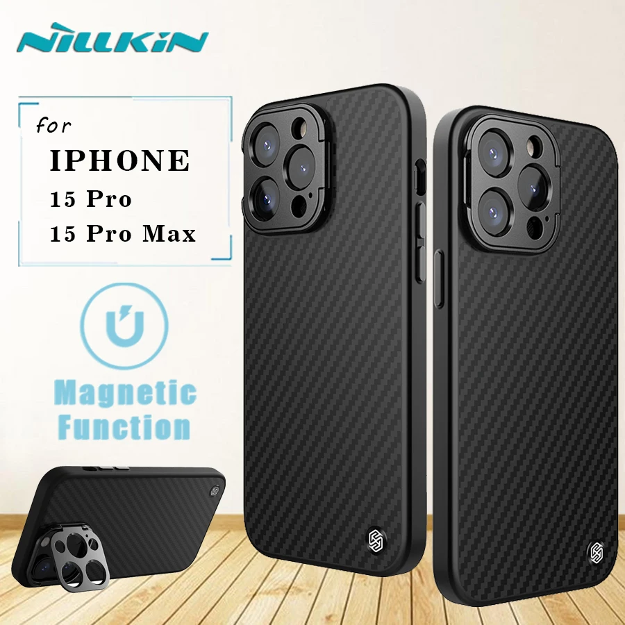 For Iphone 13 14 15 Pro / 13 14 15 Pro Max Case Nillkin CarboProp Magenetic Case with Stand Hold Shockproof Back Cover