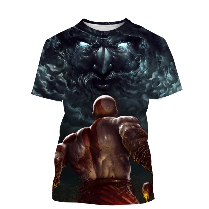 T-shirt manches courtes pour homme et femme, estival et à la mode, avec impression 3D du jeu God of War, Harajuku, Y2k