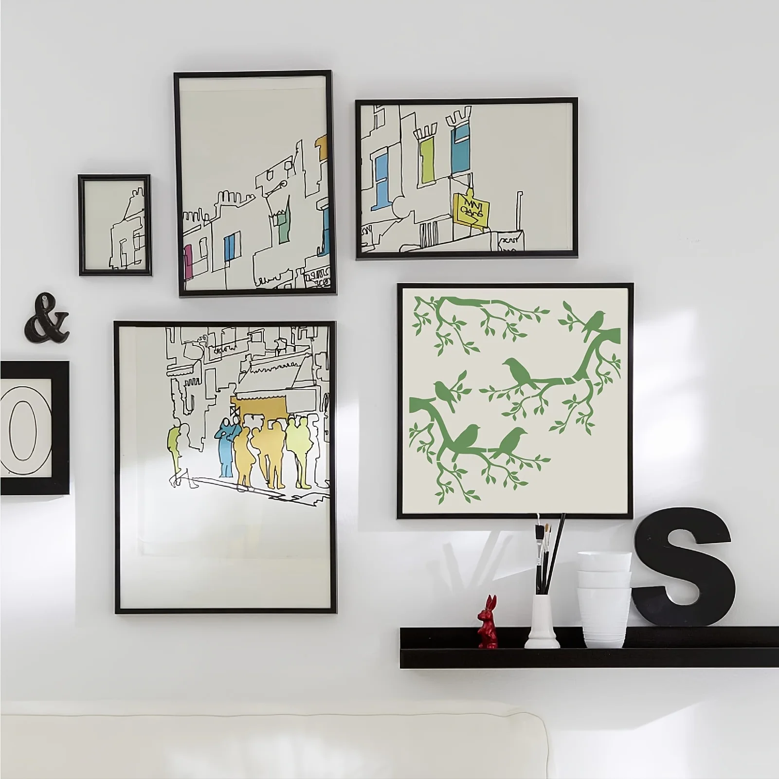 대형 11.8x11.8 인치 트리 스텐실 버드 디자인 재사용 가능한 잎 실루엣 벌새 스텐실 홈 장식 및 공예용