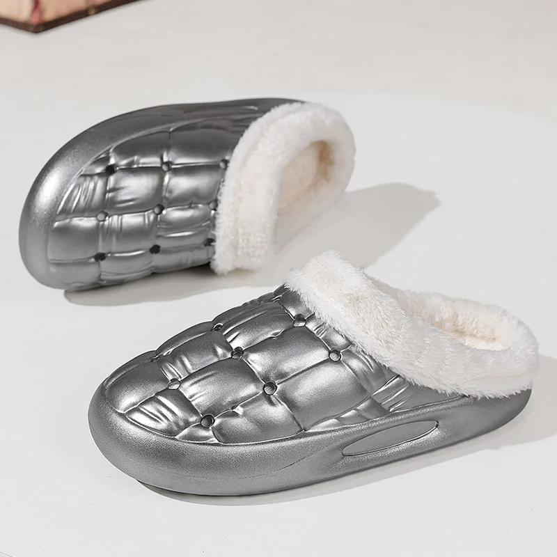Cushioned Cotton Slippers Soft Gentle Fabric Upper Warm Plush Interior Anti Slip House Footwear for Bedroom Household Indoor