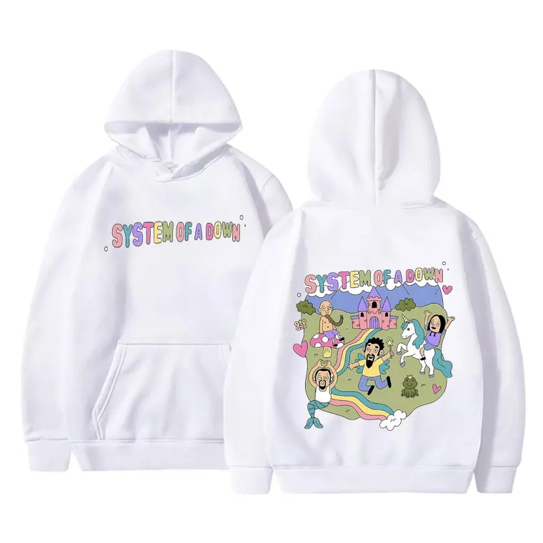 Vintage système d'un sweat à capuche en duvet hommes femmes polaire coton haute qualité sweats à capuche haut mâle groupe de musique Rock dessin animé graphique sweat