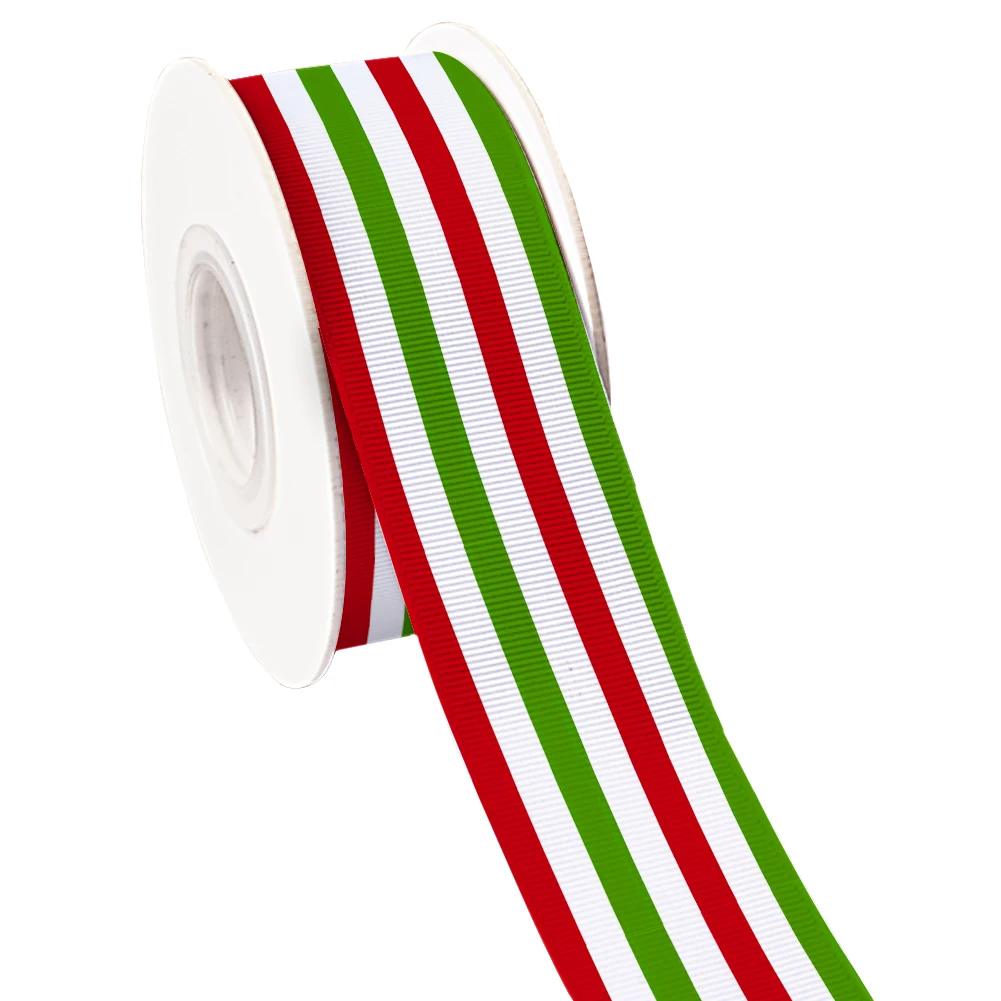 

10Yards Christmas Striped Checkered Printing Grosgrain Ribbon For Wrapping Hair Bow DIY Party Decoration Gift Packing