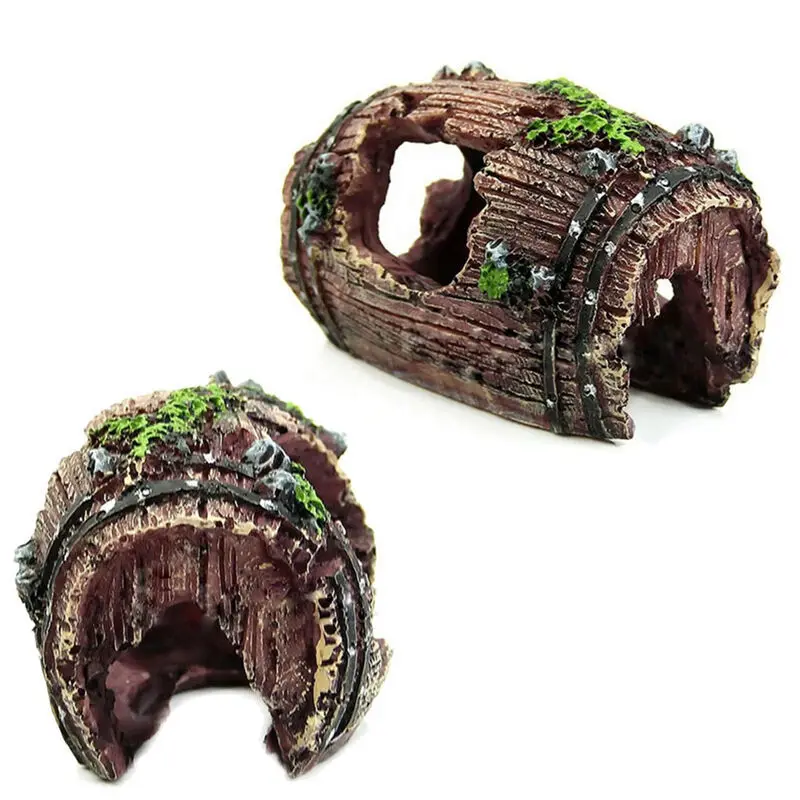 Resin Vintage Wine Barrel Aquarium Decorations Artificial Barrel Cave Landscaping Accessories For Fish Tank Aquarium Accessories