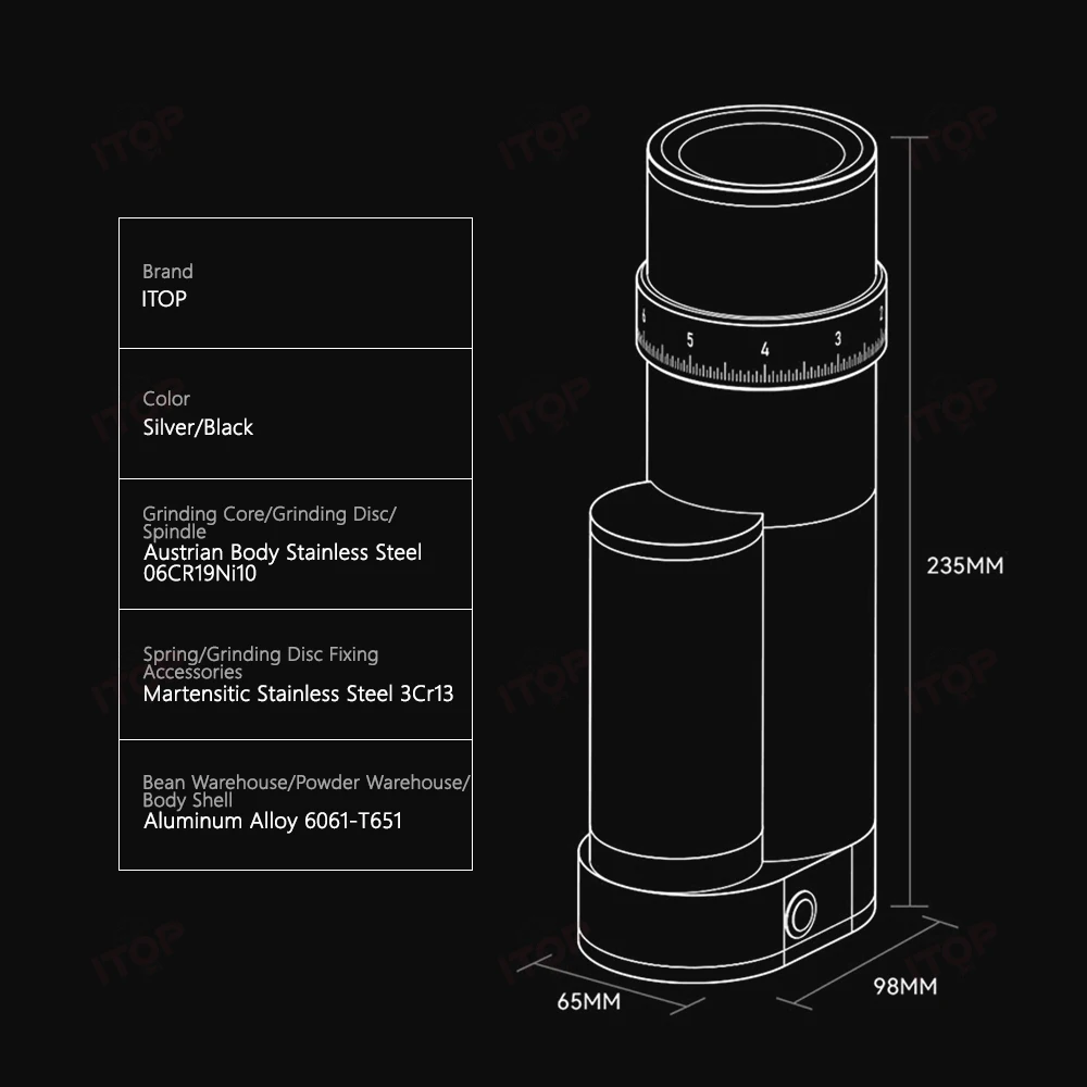 ITOP CG48 Electric Espresso Coffee Grinder 48mm Integrated CNC Outer Burr Household Coffee Grinder for SOE Pour-over Coffee