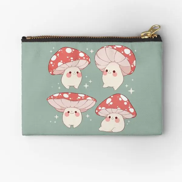 Cute Mushroom Friends  Zipper Pouches Packaging Panties Cosmetic Socks Women Pocket Small Underwear Money Coin Pure Storage Bag