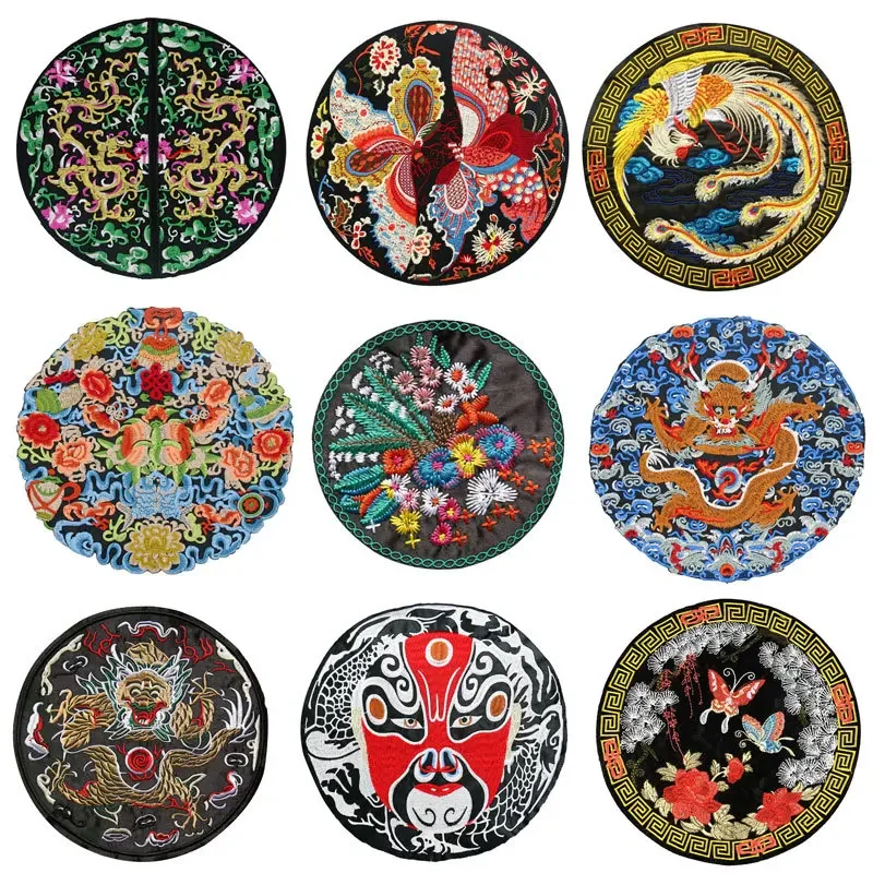 Carp Fish Butterfly Lotus Dragon Patches Sew on Phoenix Chinese Style Appliques for Clothes Coat 3D Diy High Quality Stickers