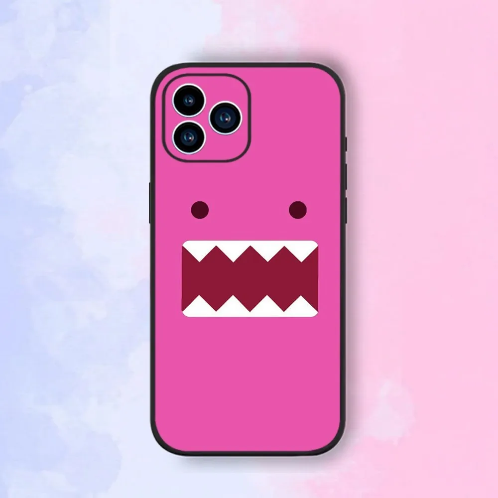 Kawaii Domo Kun Phone Case iPhone 15,14,13,12,11,XS,XR,X,8,7,Pro,Max,Plus,mini Silicone Black Cover