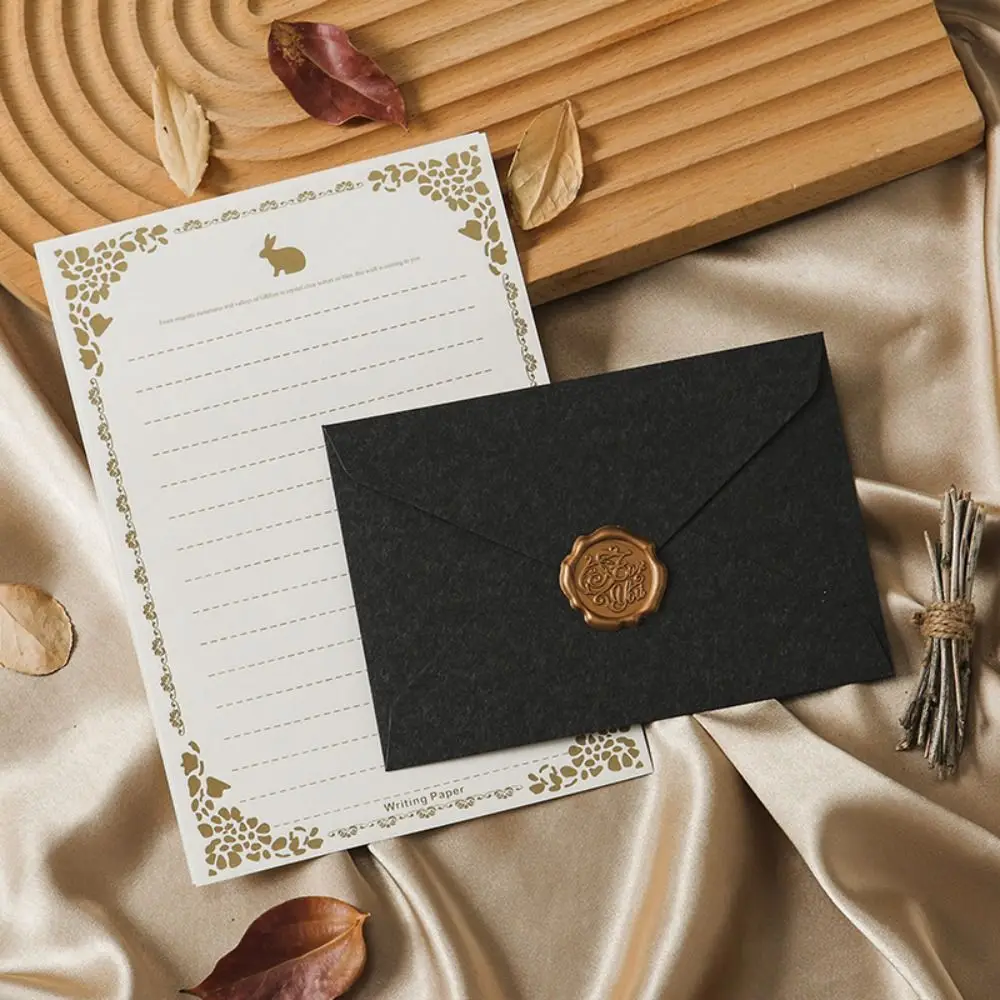 10pcs Vintage Envelopes Set Sheepskin Envelope Bronzed Seal Blessing Thank Envelope Romantic Invitation Card