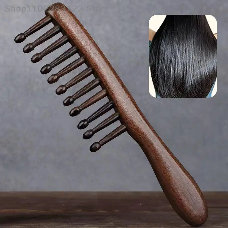 Natural Comb Meridian Massage Anti-static No-snags Wide Tooth For Women Girl Straight Curly Hair