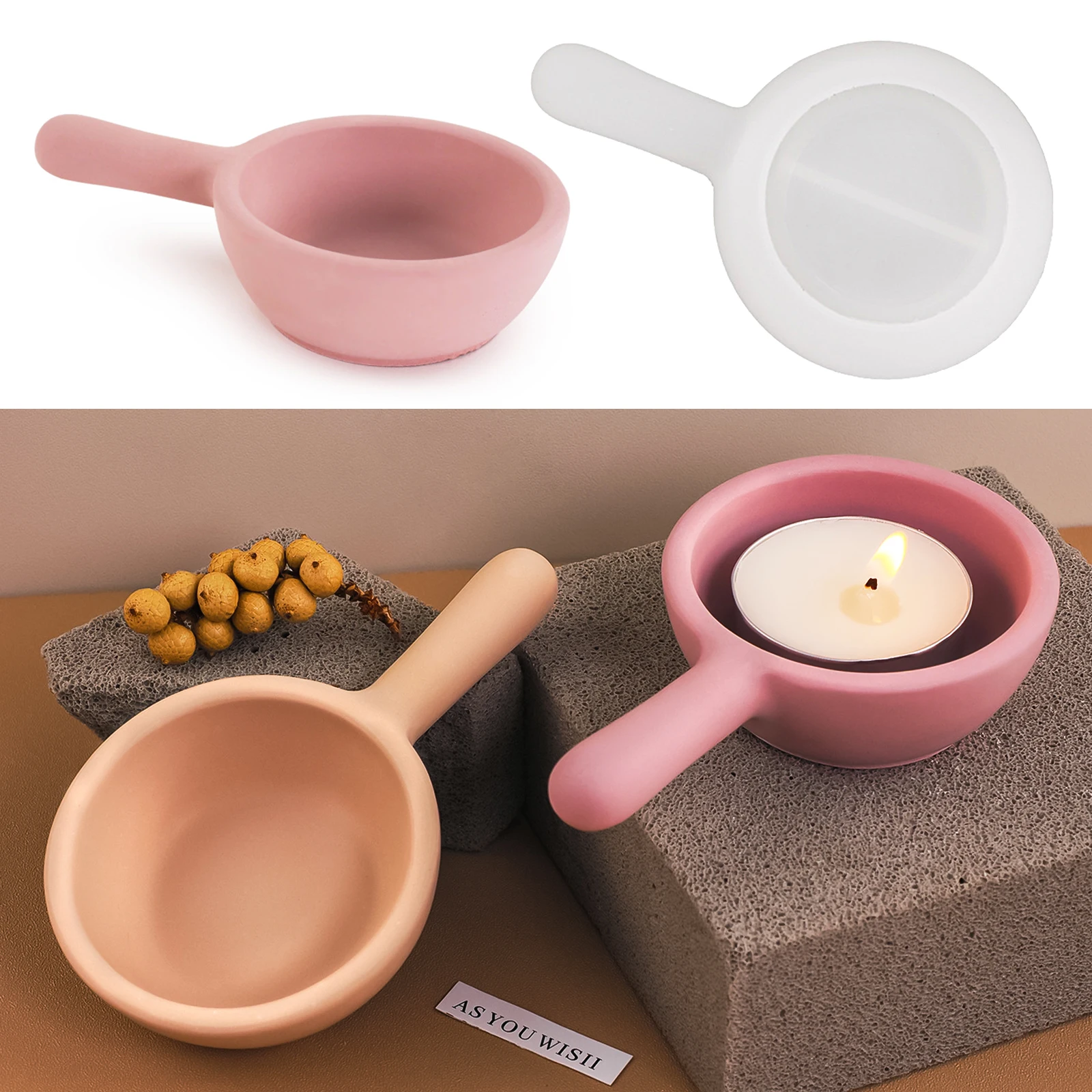 DIY Mini Griff Löffel Silikon form niedlichen kleinen Topf Lagerung Untertasse Kerze Tasse Dip Schüssel Beton form Home Tischplatte Dekor Handwerk