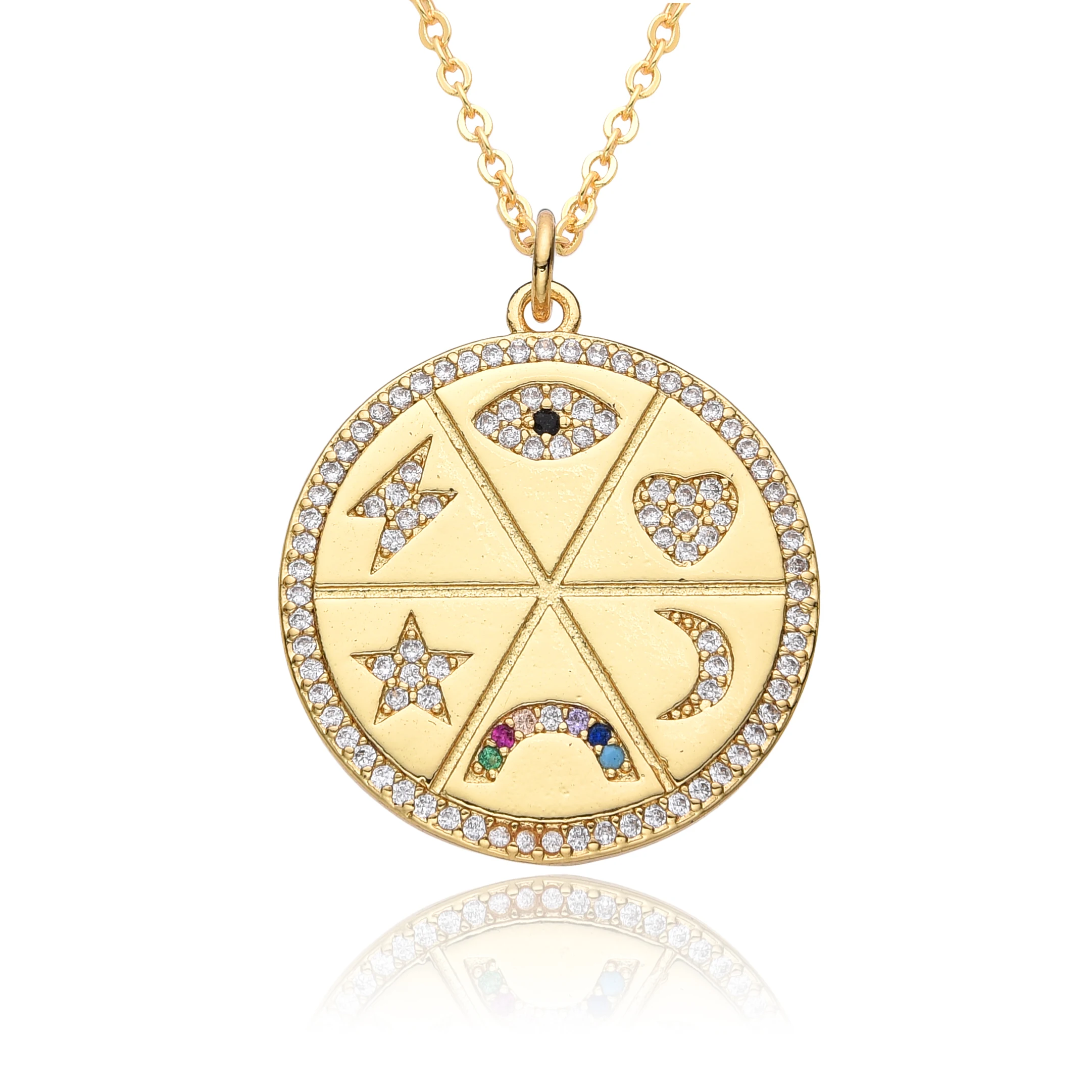 Nuevo Vintage Y2k Ronda colorido con incrustaciones de circonio Evil Turkish Eye Charms Oro Color CZ Azul Devil Eye Collar para Mujeres KPOP Gargantilla Colgante para la joyería de bricolaje Accesorios al por mayor